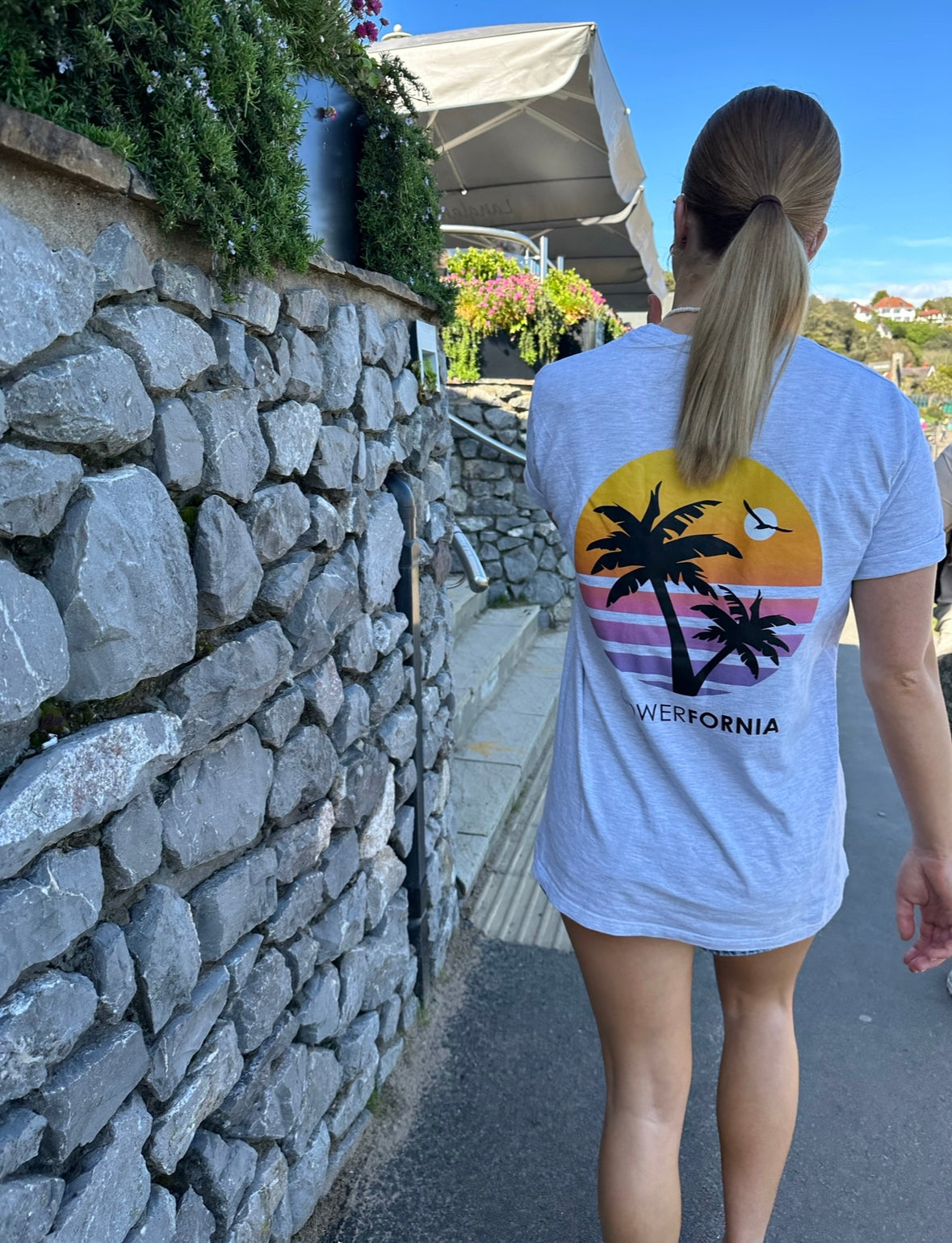 Gowerfornia sunset grey cotton tee unisex