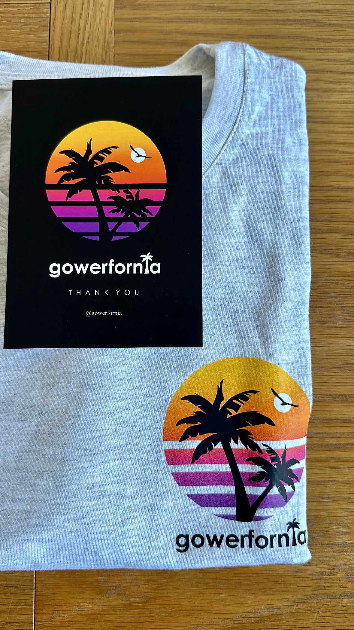 Gowerfornia sunset grey cotton tee unisex