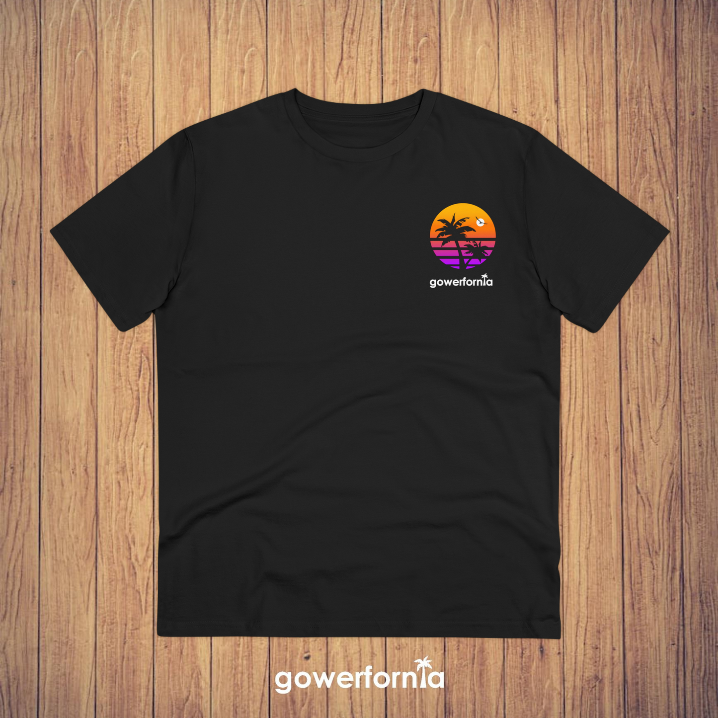 Gowerfornia sunset black cotton tee unisex