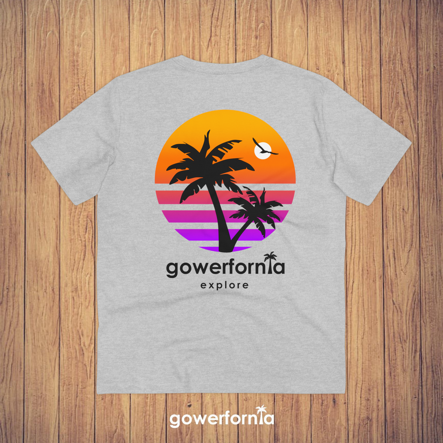 Gowerfornia sunset grey cotton tee unisex