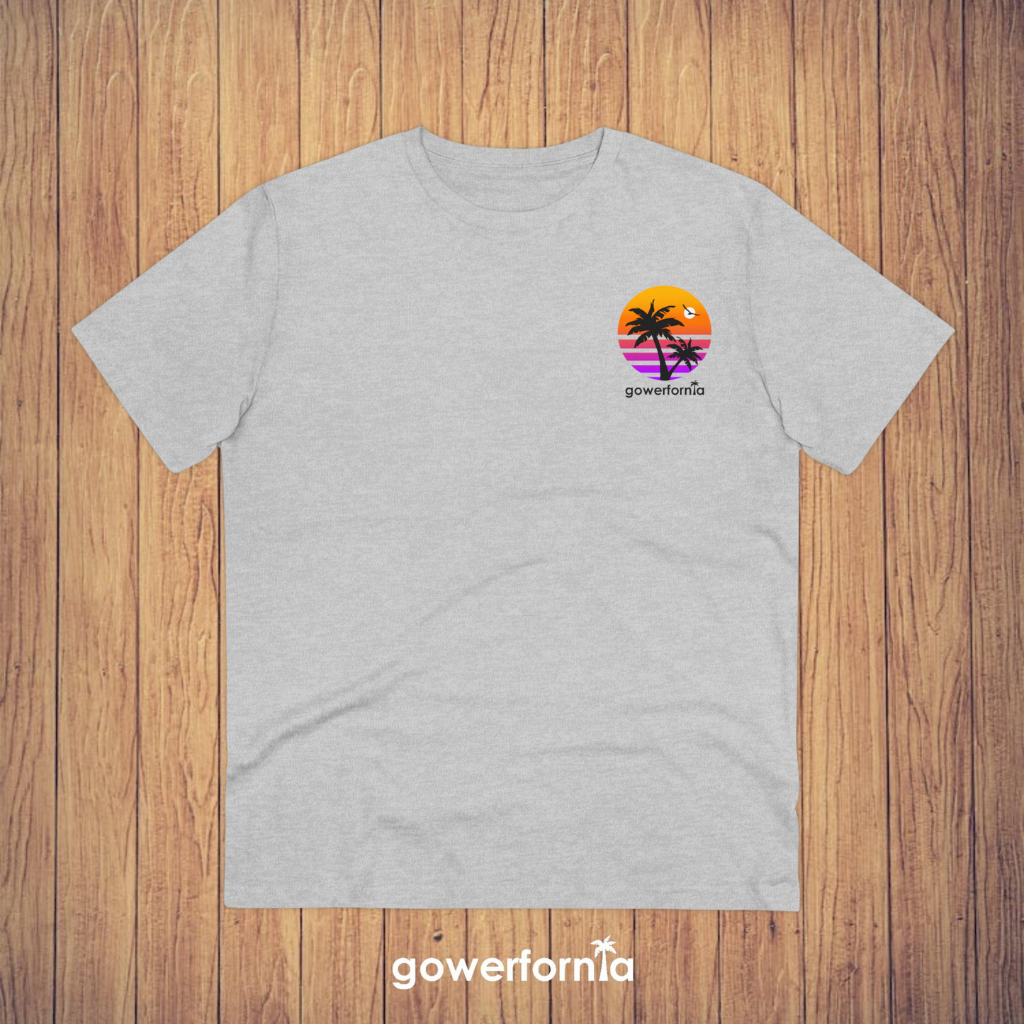 Gowerfornia sunset grey cotton tee unisex