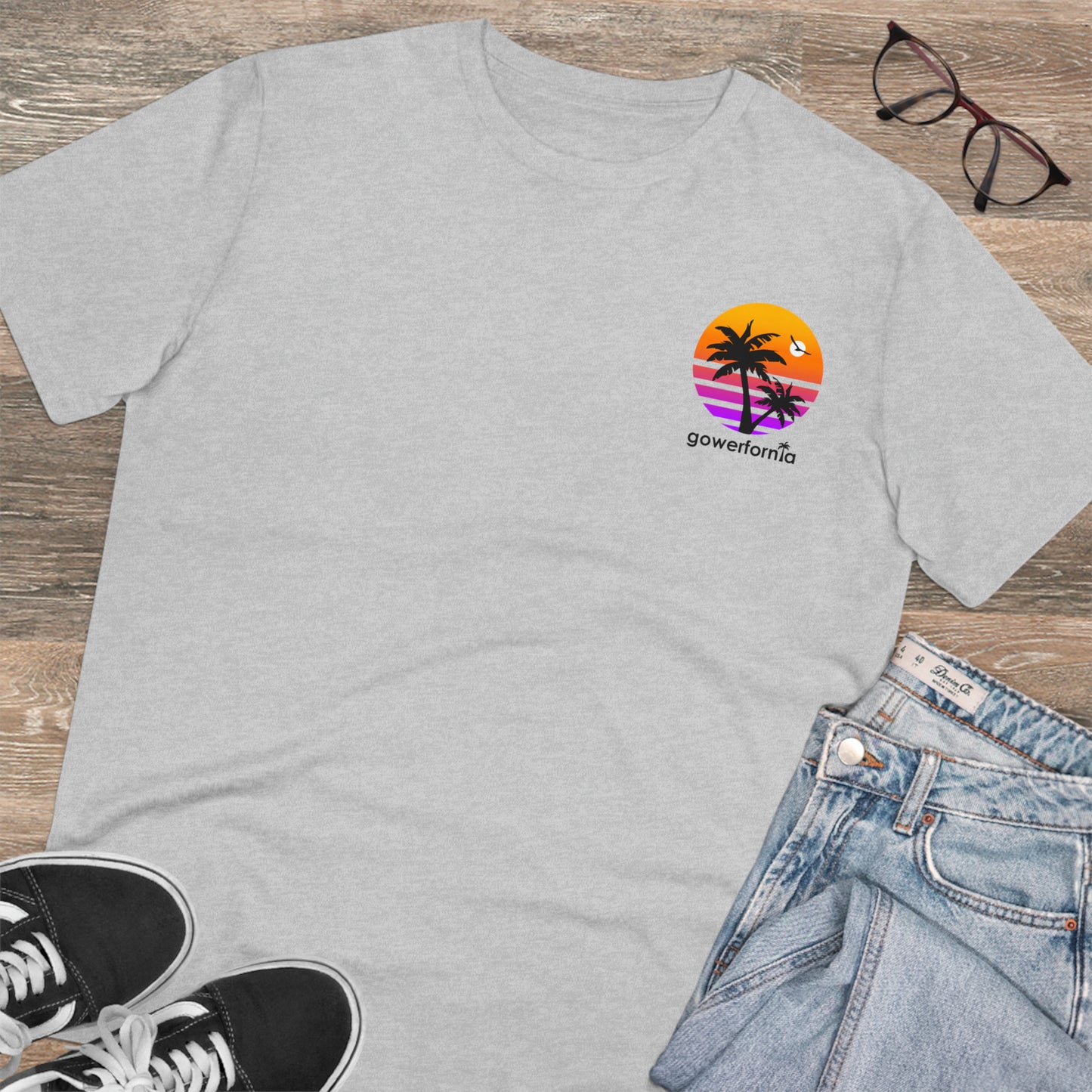 Gowerfornia sunset grey cotton tee unisex